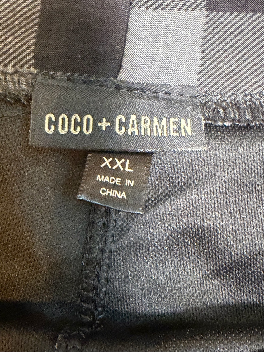 Coco + Carmen Gray Buffalo Plaid Pull On Pants XXL Stretch Zip Pockets - Picture 7 of 9